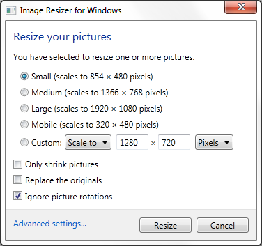 Δωρεάν πρόγραμμα Resize Φωτογραφιών για Windows
